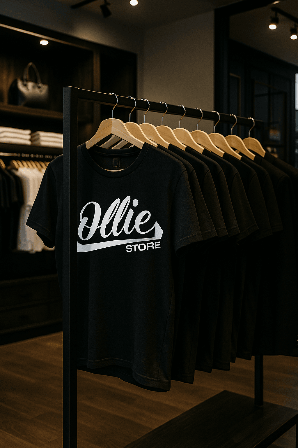 Camisetas de Ollie en tienda moderna