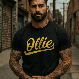 Camiseta Negra Básica – Ollie Store | Logo Amarillo | Streetwear Artesanal