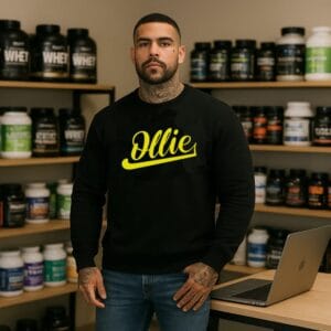 Sudadera Negra Sin Capucha – Básica Ollie Store | Logo Amarillo | Streetwear Artesanal